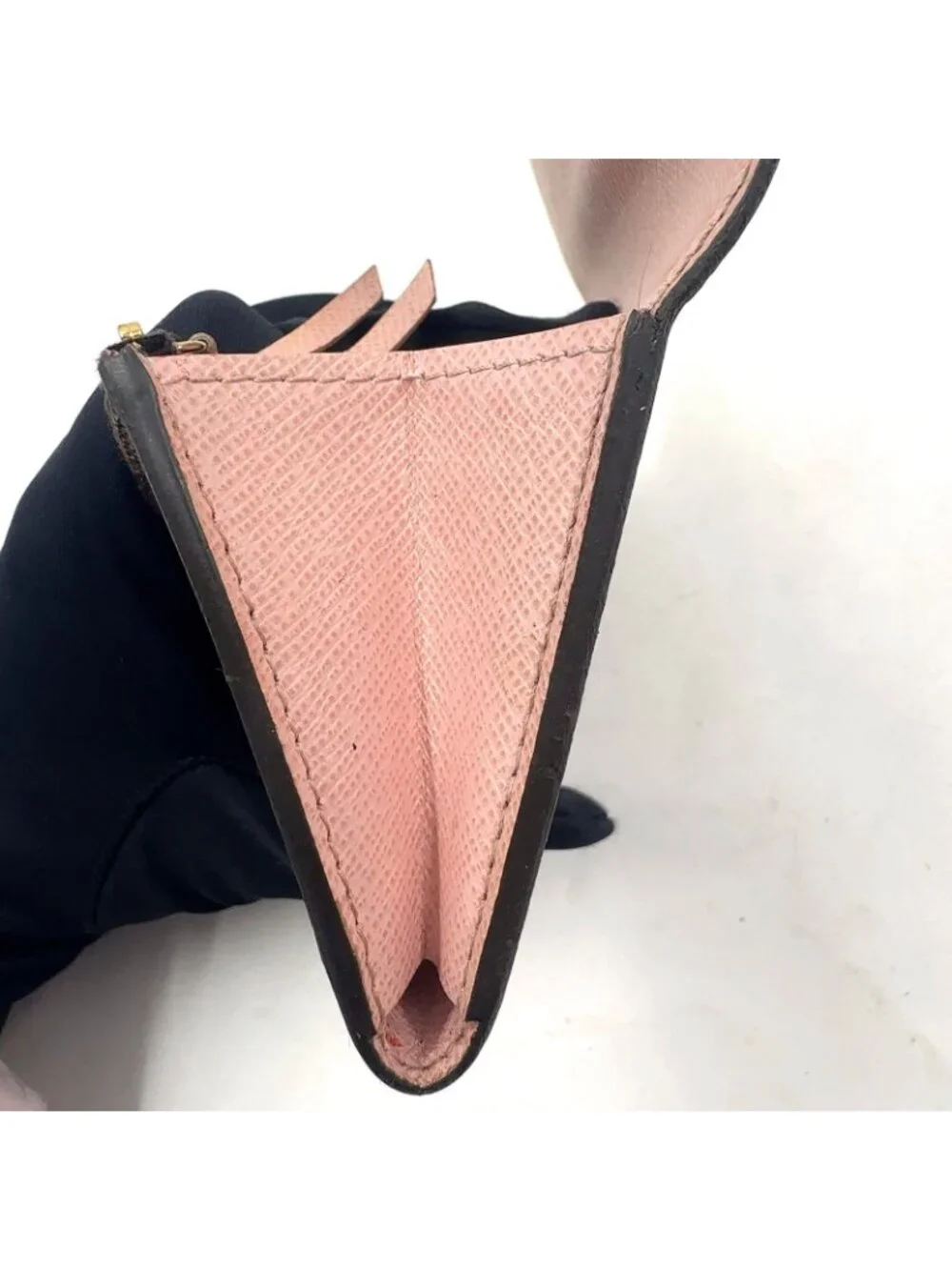 Louis Vuitton Porte-Monnaie Rosalie Damier Ebene Rose Ballerine Leather Brown